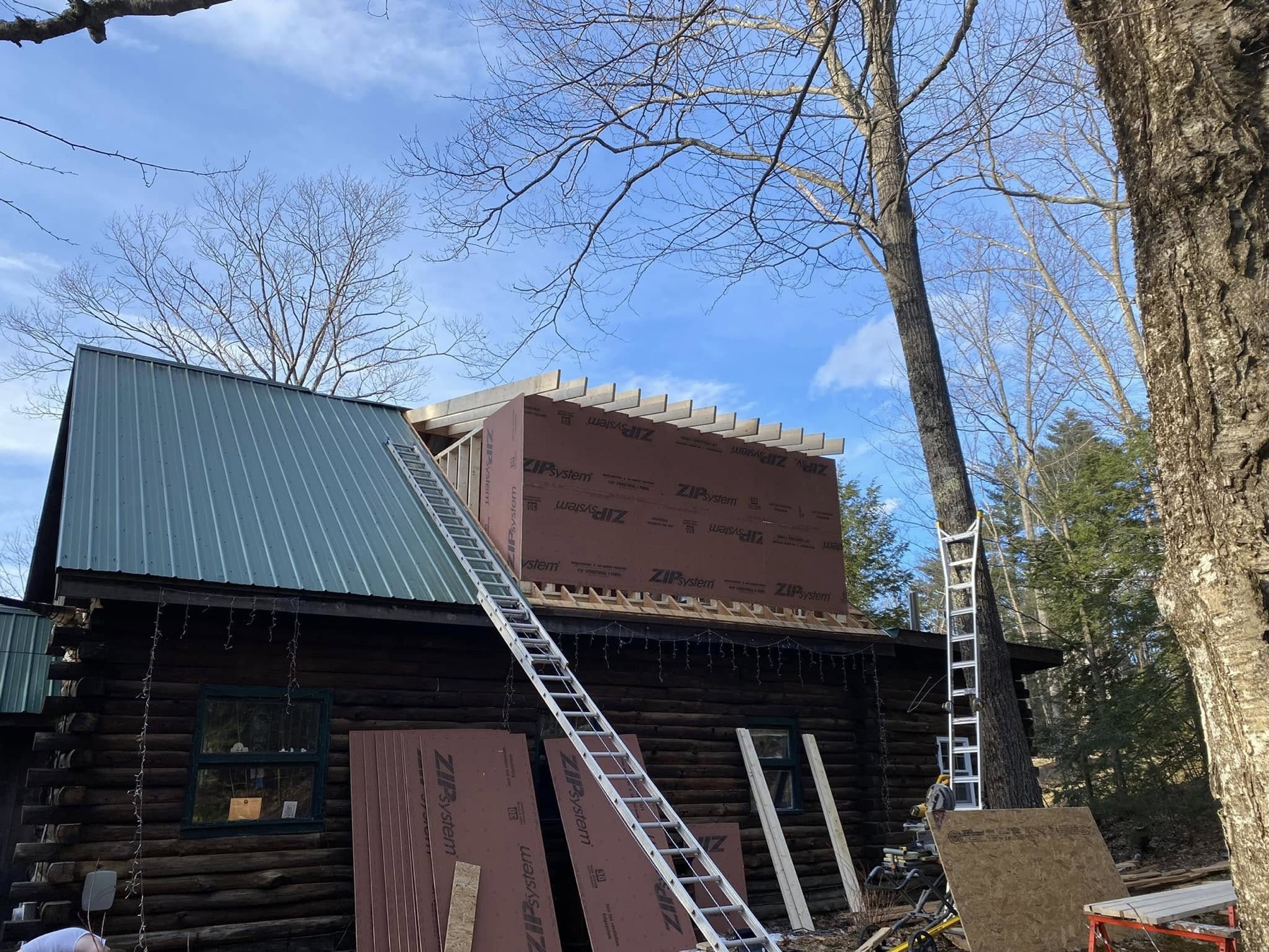 Cabin addition under construction