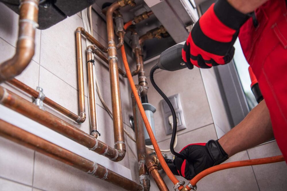 Plumbing work with copper pipes